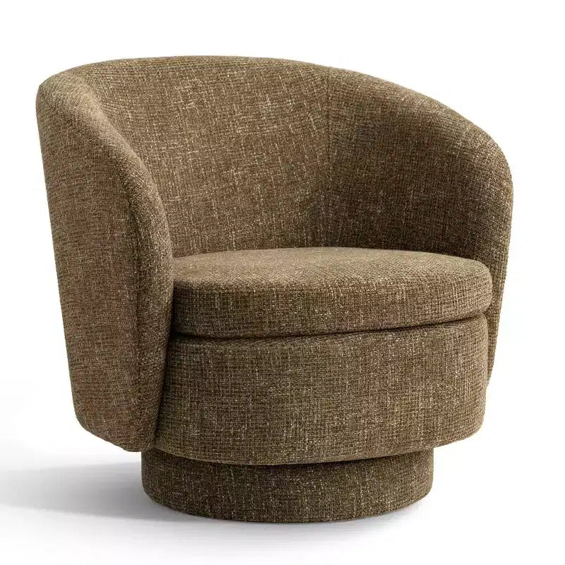 Sillón giratorio moderno de 30.5", tapizado en tela texturizada, sillón redondo individual para sala de estar, dormitorio o rincón de lectura