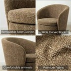 Sillón giratorio moderno de 30.5", tapizado en tela texturizada, sillón redondo individual para sala de estar, dormitorio o rincón de lectura