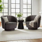 Sillón giratorio moderno de 30.5", tapizado en tela texturizada, sillón redondo individual para sala de estar, dormitorio o rincón de lectura