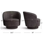 Sillón giratorio moderno de 30.5", tapizado en tela texturizada, sillón redondo individual para sala de estar, dormitorio o rincón de lectura