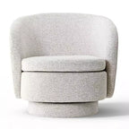 Sillón giratorio moderno de 30.5", tapizado en tela texturizada, sillón redondo individual para sala de estar, dormitorio o rincón de lectura