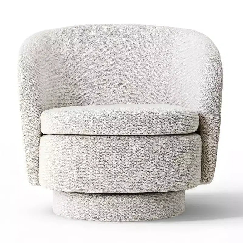 30.5 Modern Swivel Barrel Chair, Textured Tweed Upholstered Round Accent Armchair for Living Room, Bedroom Reading Nook