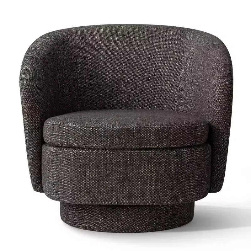 Sillón giratorio moderno de 30.5", tapizado en tela texturizada, sillón redondo individual para sala de estar, dormitorio o rincón de lectura