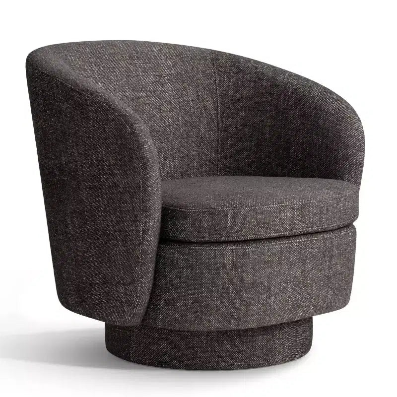 Sillón giratorio moderno de 30.5", tapizado en tela texturizada, sillón redondo individual para sala de estar, dormitorio o rincón de lectura