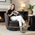 Sillón giratorio moderno de 30.5", tapizado en tela texturizada, sillón redondo individual para sala de estar, dormitorio o rincón de lectura