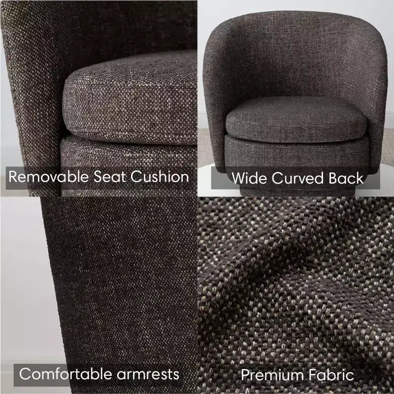 Sillón giratorio moderno de 30.5", tapizado en tela texturizada, sillón redondo individual para sala de estar, dormitorio o rincón de lectura