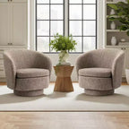 Sillón giratorio moderno de 30.5", tapizado en tela texturizada, sillón redondo individual para sala de estar, dormitorio o rincón de lectura