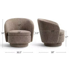 Sillón giratorio moderno de 30.5", tapizado en tela texturizada, sillón redondo individual para sala de estar, dormitorio o rincón de lectura