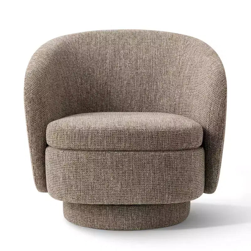 Sillón giratorio moderno de 30.5", tapizado en tela texturizada, sillón redondo individual para sala de estar, dormitorio o rincón de lectura