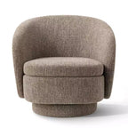 Sillón giratorio moderno de 30.5", tapizado en tela texturizada, sillón redondo individual para sala de estar, dormitorio o rincón de lectura