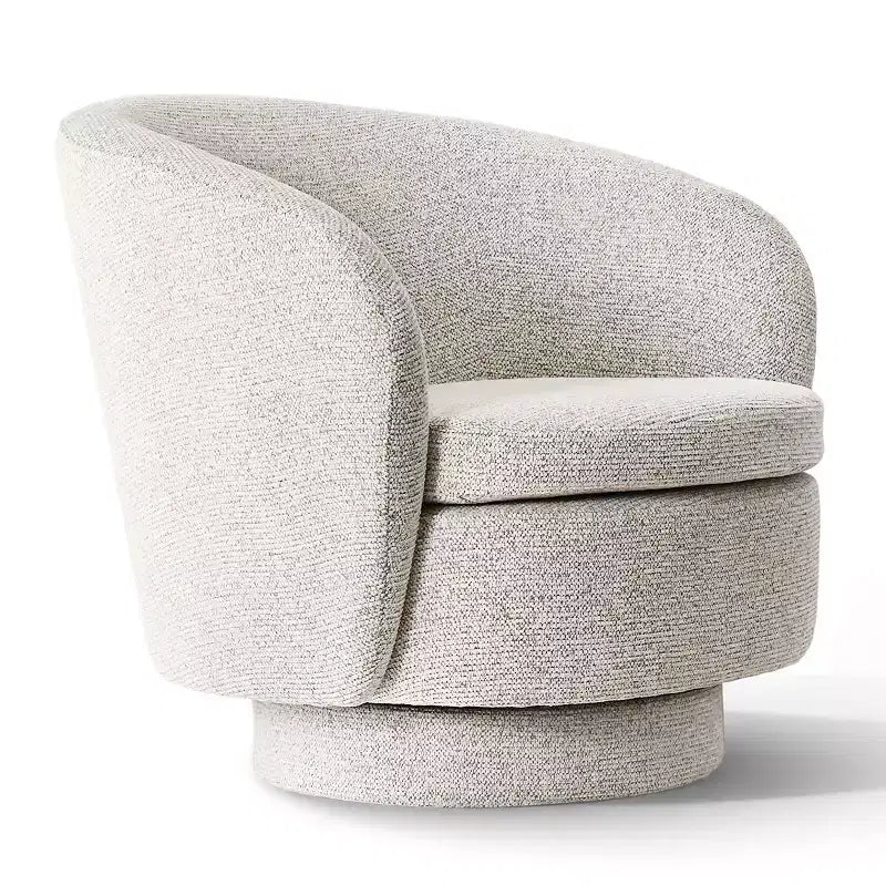 30.5 Modern Swivel Barrel Chair, Textured Tweed Upholstered Round Accent Armchair for Living Room, Bedroom Reading Nook