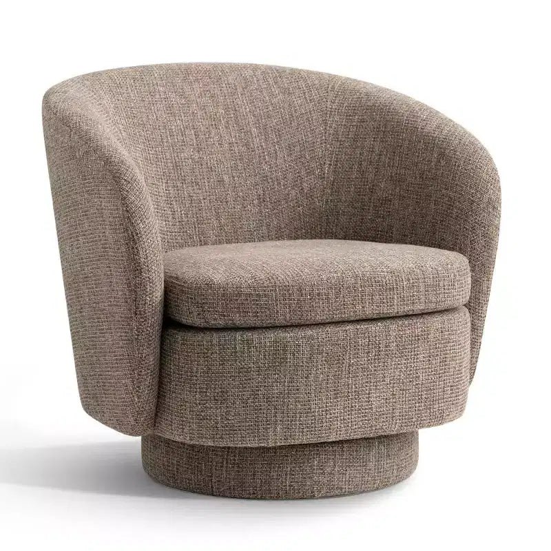 Sillón giratorio moderno de 30.5", tapizado en tela texturizada, sillón redondo individual para sala de estar, dormitorio o rincón de lectura