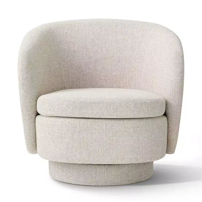 Sillón giratorio moderno de 30.5", tapizado en tela texturizada, sillón redondo individual para sala de estar, dormitorio o rincón de lectura