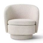 Sillón giratorio moderno de 30.5", tapizado en tela texturizada, sillón redondo individual para sala de estar, dormitorio o rincón de lectura