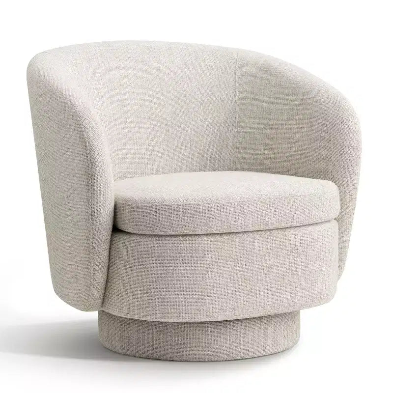 Sillón giratorio moderno de 30.5", tapizado en tela texturizada, sillón redondo individual para sala de estar, dormitorio o rincón de lectura
