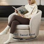 Sillón giratorio moderno de 30.5", tapizado en tela texturizada, sillón redondo individual para sala de estar, dormitorio o rincón de lectura