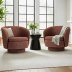 Sillón giratorio moderno de 30.5", tapizado en tela texturizada, sillón redondo individual para sala de estar, dormitorio o rincón de lectura