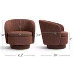 Sillón giratorio moderno de 30.5", tapizado en tela texturizada, sillón redondo individual para sala de estar, dormitorio o rincón de lectura