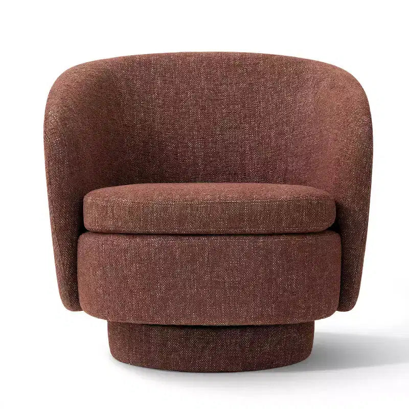 Sillón giratorio moderno de 30.5", tapizado en tela texturizada, sillón redondo individual para sala de estar, dormitorio o rincón de lectura