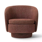 Sillón giratorio moderno de 30.5", tapizado en tela texturizada, sillón redondo individual para sala de estar, dormitorio o rincón de lectura