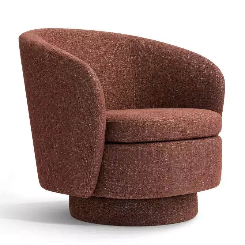 Sillón giratorio moderno de 30.5", tapizado en tela texturizada, sillón redondo individual para sala de estar, dormitorio o rincón de lectura