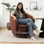 Sillón giratorio moderno de 30.5", tapizado en tela texturizada, sillón redondo individual para sala de estar, dormitorio o rincón de lectura