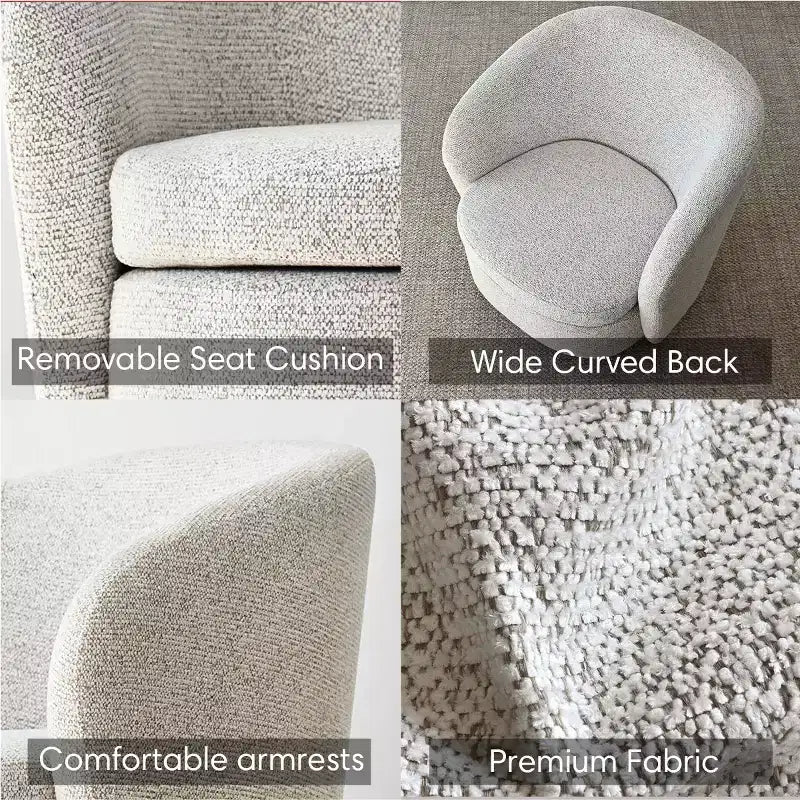 Sillón giratorio moderno de 30.5", tapizado en tela texturizada, sillón redondo individual para sala de estar, dormitorio o rincón de lectura