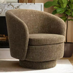 Sillón giratorio moderno de 30.5", tapizado en tela texturizada, sillón redondo individual para sala de estar, dormitorio o rincón de lectura