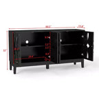 Aparador de bufé geométrico negro de 60.5 pulgadas, consola de TV/multimedia moderna con celosía de 4 puertas y estantes ajustables para sala de estar
