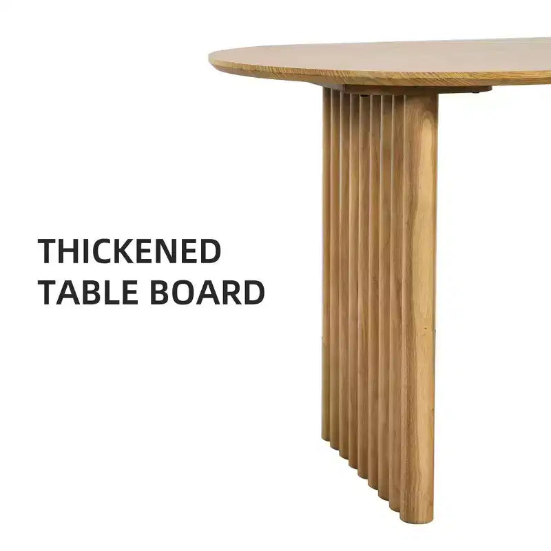 Mesa de Comedor de Madera Ovalada para Cocina con Superficie Resistente a Rayones y Patas a Rayas, Estilo Moderno Rústico para Sala de Estar Cocina