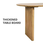 Mesa de Comedor de Madera Ovalada para Cocina con Superficie Resistente a Rayones y Patas a Rayas, Estilo Moderno Rústico para Sala de Estar Cocina