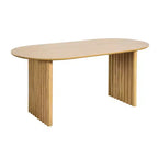 Mesa de Comedor de Madera Ovalada para Cocina con Superficie Resistente a Rayones y Patas a Rayas, Estilo Moderno Rústico para Sala de Estar Cocina