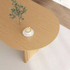 Mesa de Comedor de Madera Ovalada para Cocina con Superficie Resistente a Rayones y Patas a Rayas, Estilo Moderno Rústico para Sala de Estar Cocina