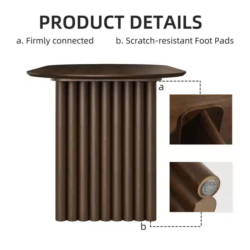 Mesa de Comedor de Madera Ovalada para Cocina con Superficie Resistente a Rayones y Patas a Rayas, Estilo Moderno Rústico para Sala de Estar Cocina