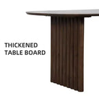 Mesa de Comedor de Madera Ovalada para Cocina con Superficie Resistente a Rayones y Patas a Rayas, Estilo Moderno Rústico para Sala de Estar Cocina