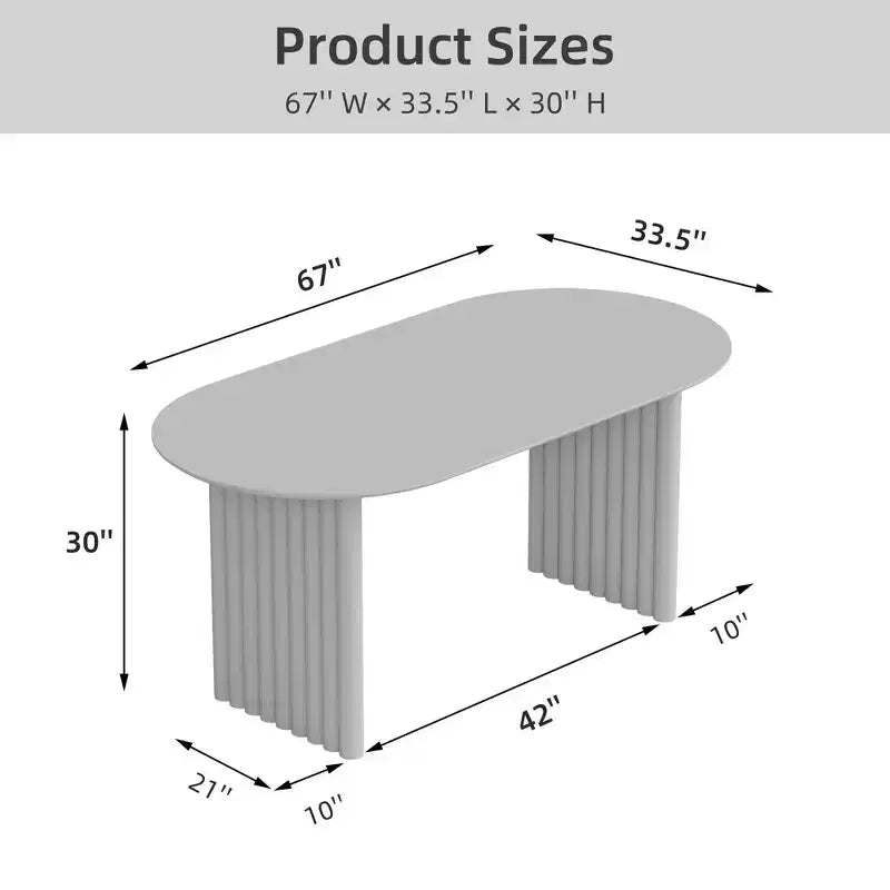 Mesa de Comedor de Madera Ovalada para Cocina con Superficie Resistente a Rayones y Patas a Rayas, Estilo Moderno Rústico para Sala de Estar Cocina