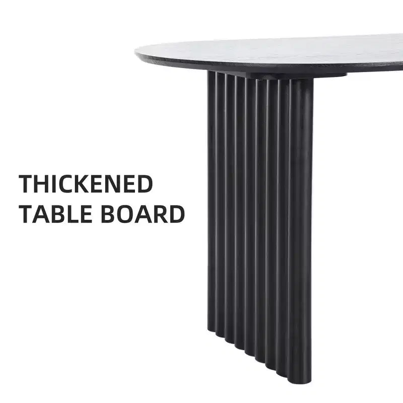 Mesa de Comedor de Madera Ovalada para Cocina con Superficie Resistente a Rayones y Patas a Rayas, Estilo Moderno Rústico para Sala de Estar Cocina