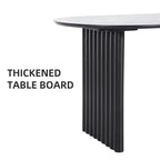 Mesa de Comedor de Madera Ovalada para Cocina con Superficie Resistente a Rayones y Patas a Rayas, Estilo Moderno Rústico para Sala de Estar Cocina