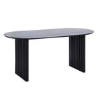 Mesa de Comedor de Madera Ovalada para Cocina con Superficie Resistente a Rayones y Patas a Rayas, Estilo Moderno Rústico para Sala de Estar Cocina