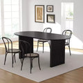 PexFix Dining Table Wood Oval Kitchen Table with Scratch-Resistant Top & Striped Legs Modern Farmhouse for Living Room Kitchen