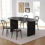 PexFix Dining Table Wood Oval Kitchen Table with Scratch-Resistant Top & Striped Legs Modern Farmhouse for Living Room Kitchen