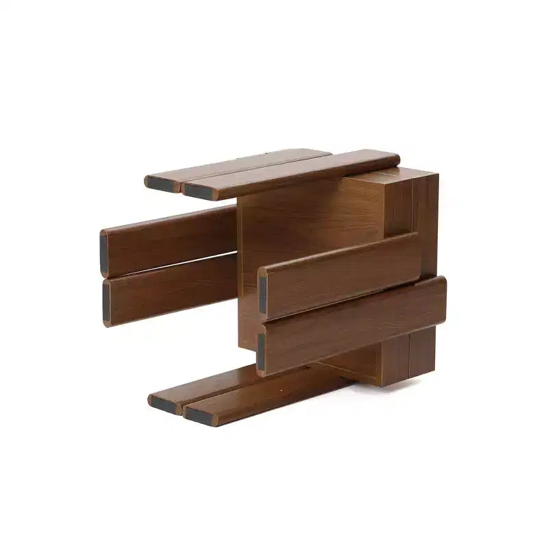 Mesa auxiliar rústica de 2 niveles, soporte de almacenamiento de madera diseñada para sofá o mesita de noche, color marrón