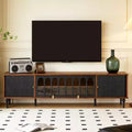 78.74 Mid Century Modern TV Stand for 85 Inch Screens Media Console with Arched Acrylic Doors Storage Cabinet Black Walnut Gaoyangjiaju