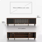 Mueble de TV Moderno de Mediados de Siglo de 78.74 Pulgadas para Pantallas de 85 Pulgadas, Consola Multimedia con Puertas Acrílicas Arqueadas, Gabinete de Almacenamiento Nogal Negro Gaoyangjiaju