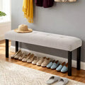 GDFStudio Hopkins Modern Tufted Linen Dining Bench with Rubber Wood Legs