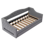 Acogedora cama otomana tapizada con luces LED ambientales y nido extraíble, estructura de cama que ahorra espacio para dormitorios y salas de estar.