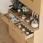 Alacena de cocina alta de 71" con estación de carga | 2 cajones, almacenamiento de despensa de cocina de 47" de ancho