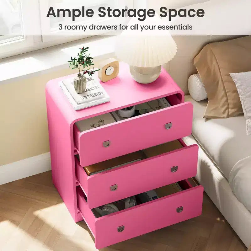 Mesita de noche de 3 cajones pintada para dormitorio