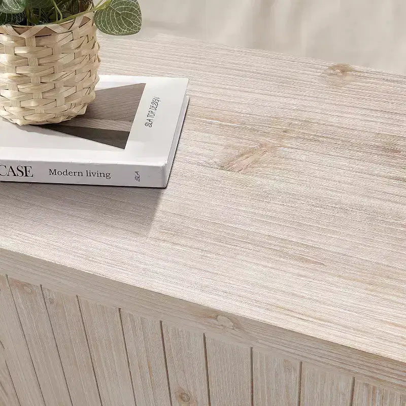 Aparador de almacenamiento estilo rústico de 59 pulgadas con tiradores de madera, tallas de veta de madera y estantes ajustables, apto para cocinas, blanco