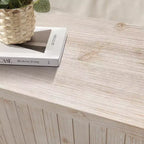 Aparador de almacenamiento estilo rústico de 59 pulgadas con tiradores de madera, tallas de veta de madera y estantes ajustables, apto para cocinas, blanco